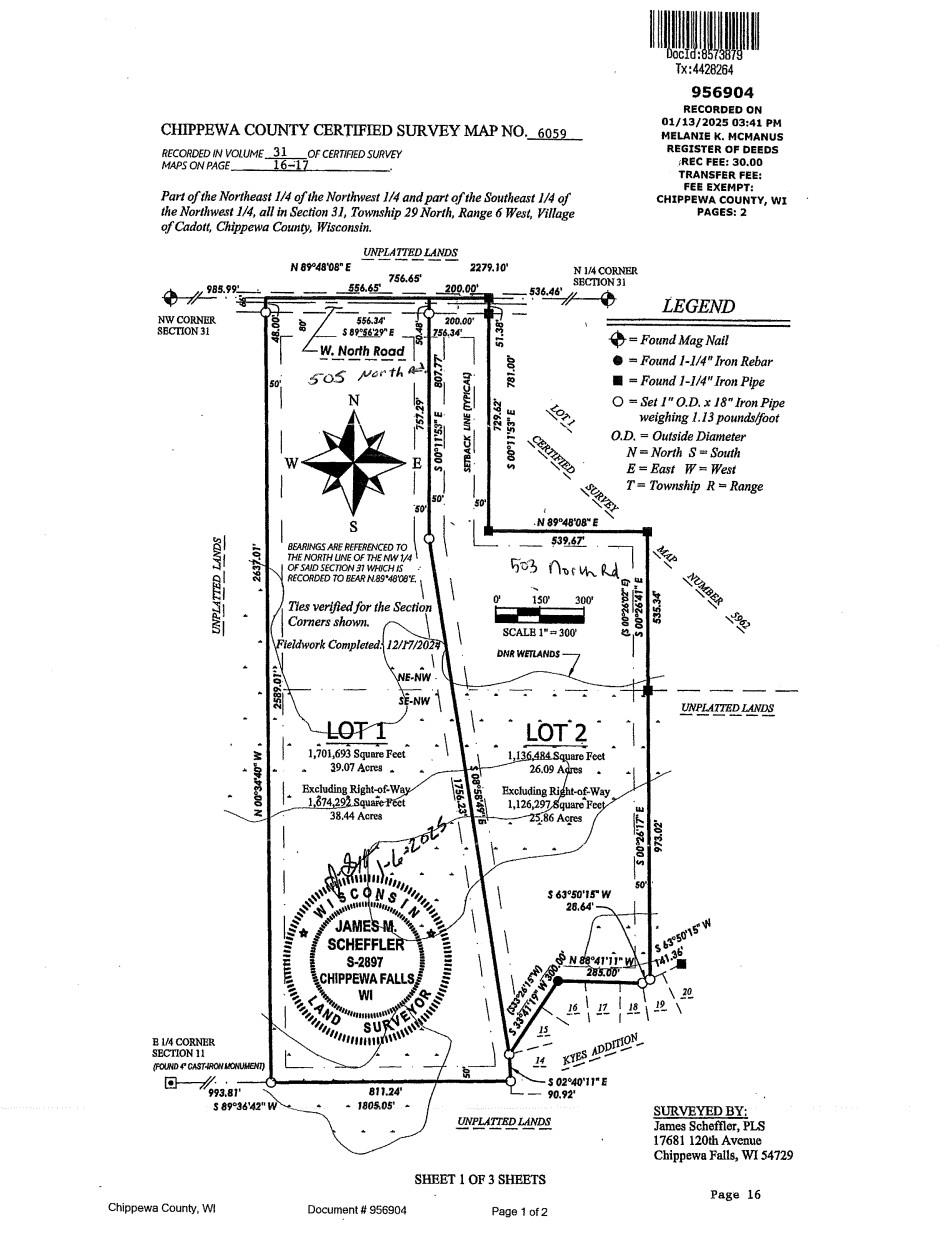 503 W NORTH ROAD, Cadott, Wisconsin 54727, ,Land,For Sale,503 W NORTH ROAD,22503027