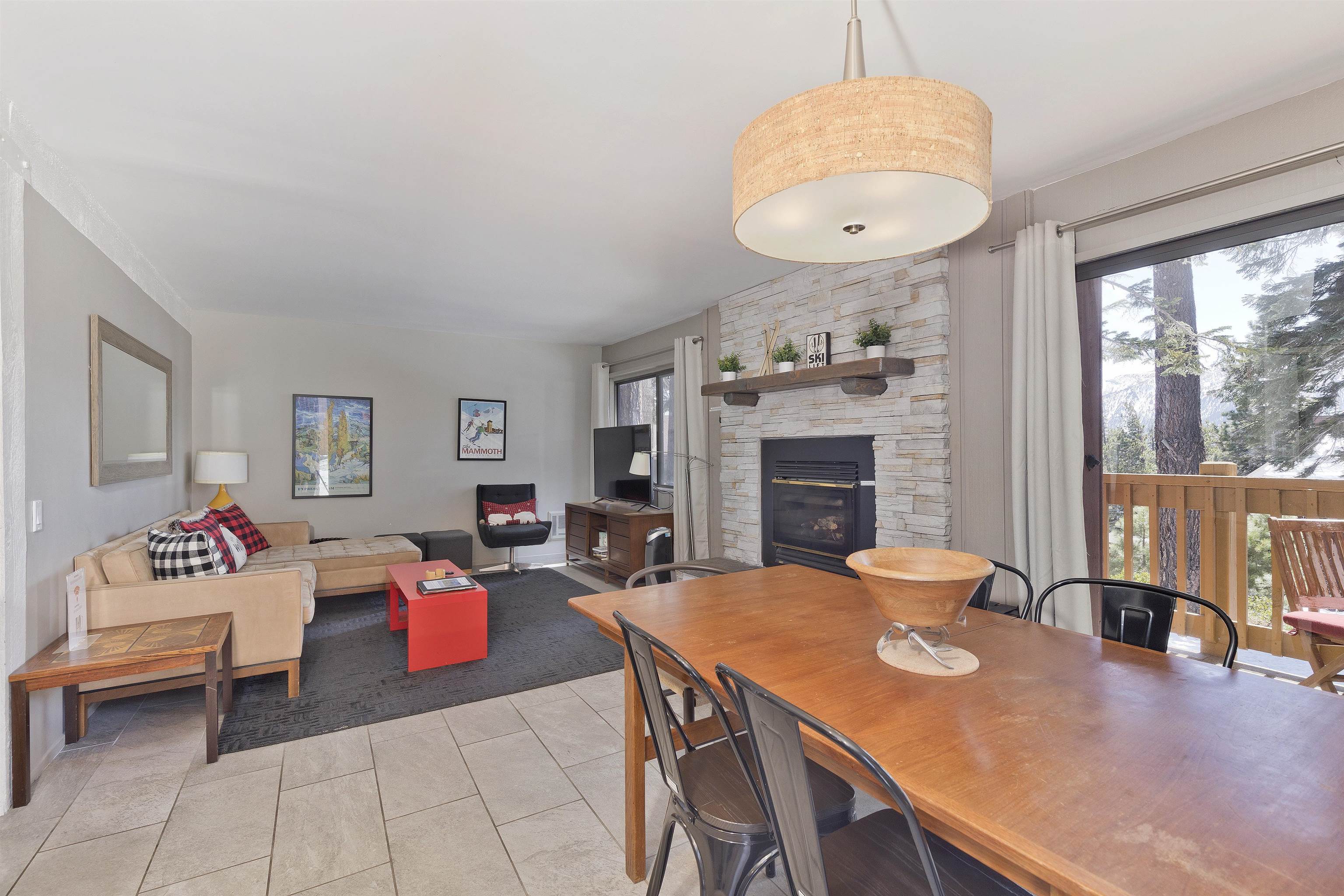 Bright and updated, 2-bedroom condo, less than half a mile from the chair lifts at Canyon Lodge! This lovely, two-story floor plan has an open main floor with entertaining space in the kitchen, dining, and living rooms. Enjoy your sunny, south facing balcony with views to Mammoth Mountain Ski Area right off the dining room. Main level also has a nicely remodeled bathroom and new flooring. Downstairs you will find a primary bedroom, another updated bathroom, and an extra large guest room with two massive bunk beds and room for games or a lounge area. Enjoy views to the Sherwin Mountains from the primary bedroom window and the peaceful, open green space right outside all summer. Newer 50-gallon water heater will help accommodate you and your family and friends after a day of playing in Mammoth! Mammoth Ski and Racquet has excellent amenities including a pool, jacuzzi, sauna, and game room. There is also a ski-back trail that takes you straight from the slopes to your complex at the end of the day. There is currently a special assessment for additional fire insurance premiums, which is not uncommon in the area. This amount is $798/month and is in addition to the current HOA dues, which include cable, internet, water, trash, snow removal, and all amenities. The insurance policy is up for renewal in July, so the special assessment amount could change. Check out the 3D tour here: https://my.matterport.com/show/?m=zJJrxnJKtsh&brand=0 and get a showing lined up today!