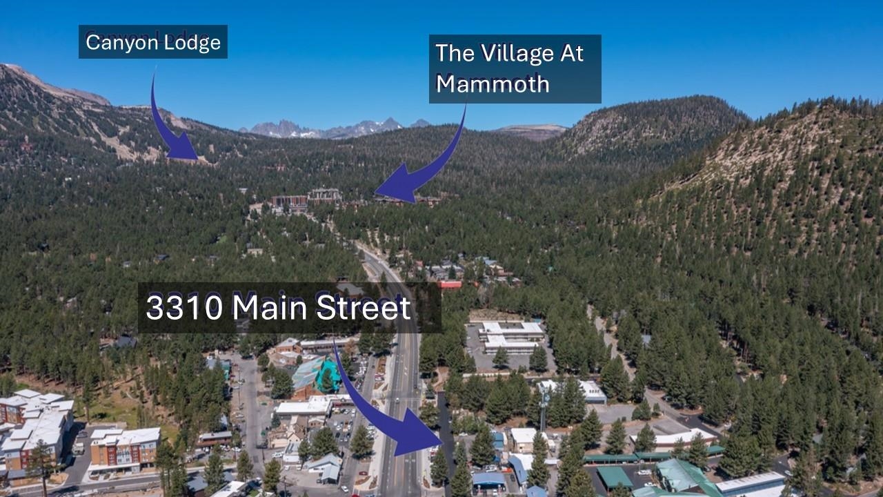 Incredible location on Main Street (Highway 203) in the heart of Mammoth Lakes. This highly visible commercial property offers 102 feet of frontage along Main Street’s northern frontage road with excellent southern exposure, great visibility, and both on-site and off-site parking. Just minutes from the Village at Mammoth, Mammoth Mountain Ski Area, and the airport, it sits in a prime position surrounded by hotels, restaurants, and retail, drawing steady traffic from both locals and visitors. One of the property’s most valuable features is the freestanding high-rise sign located at the southeast corner, an extremely rare asset in Mammoth. Grandfathered in and no longer permitted under current signage regulations (buyer to verify future use), this sign offers unmatched marketing exposure that new businesses simply can’t replicate today. Previously home to some of Mammoth’s most successful real estate operations, the 15,000 square foot lot, zoned commercial, offers a wide range of potential uses and room for future expansion. The property will be vacant at the end of August and available for occupancy in September, ready for the next visionary business to take over.  Zoning:  Commercial 2 (C-2) This designation allows for the community's medium- and large-scale commercial mixed uses. The base density residential is six (6) to a maximum of twelve (12) residential dwelling units per acre and a maximum of forty (40) hotel rooms per acre. Intended uses include retail and office space for services as well as visitor lodging and residential uses. Á minimum floor area ratio and amount of commercial uses will be established in the Zoning Code.